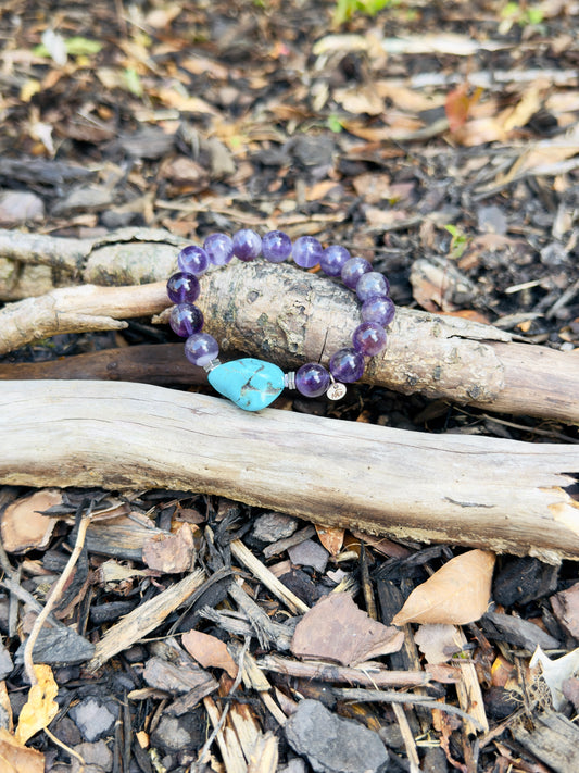 Amethyst - Raw Turquoise Bracelet with Hematite Spacers