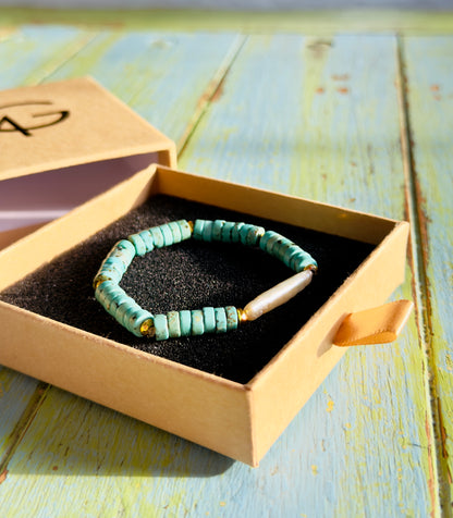 Unique Turquoise - Natural Pearl Bracelet