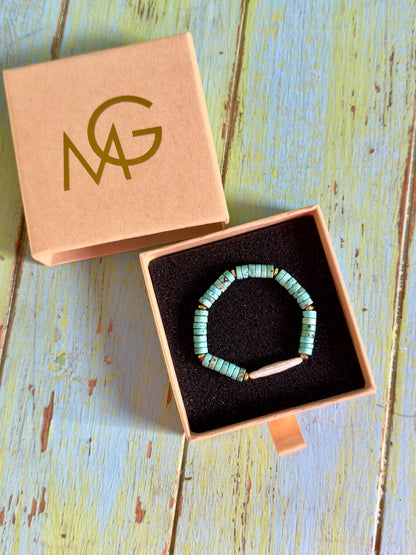 Unique Turquoise - Natural Pearl Bracelet