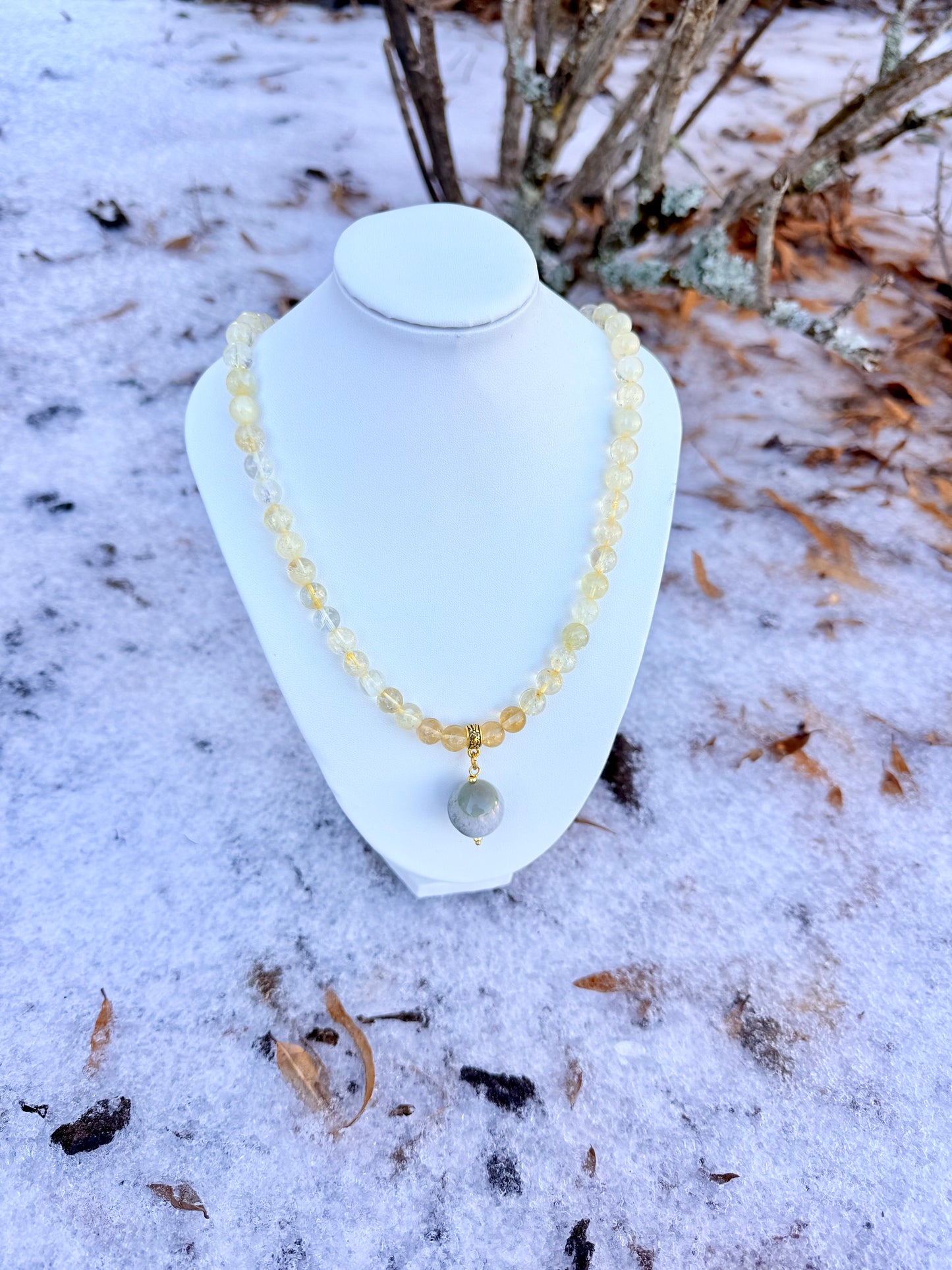 Citrine - Gray Agate Necklace