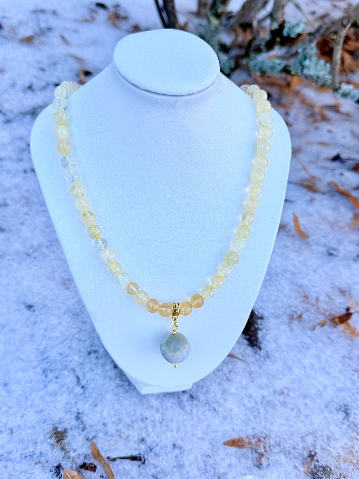 Citrine - Gray Agate Necklace