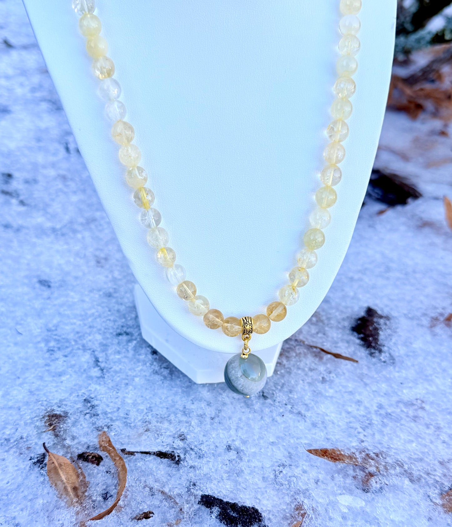 Citrine - Gray Agate Necklace