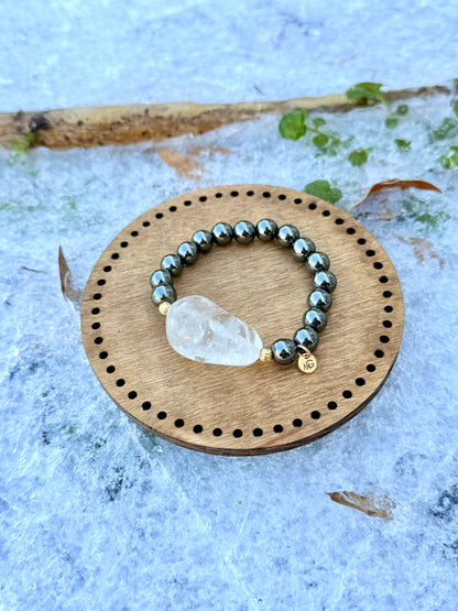 Hematite - White Quartz Bracelet