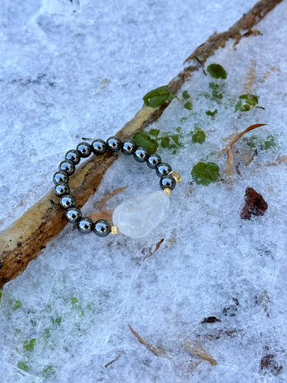 Hematite - White Quartz Bracelet