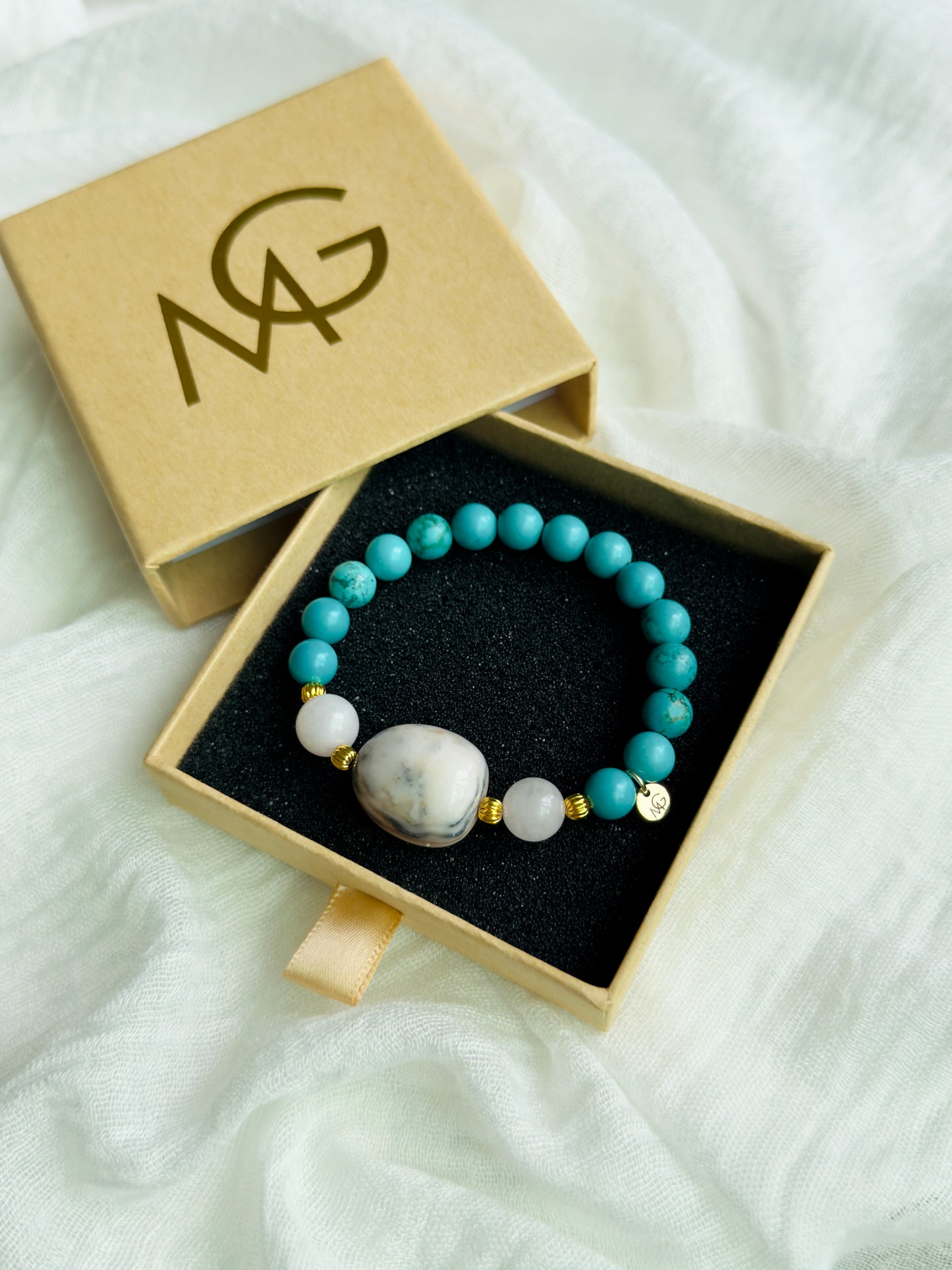 Turquoise - Rose Quartz - Pink Opal Bracelet