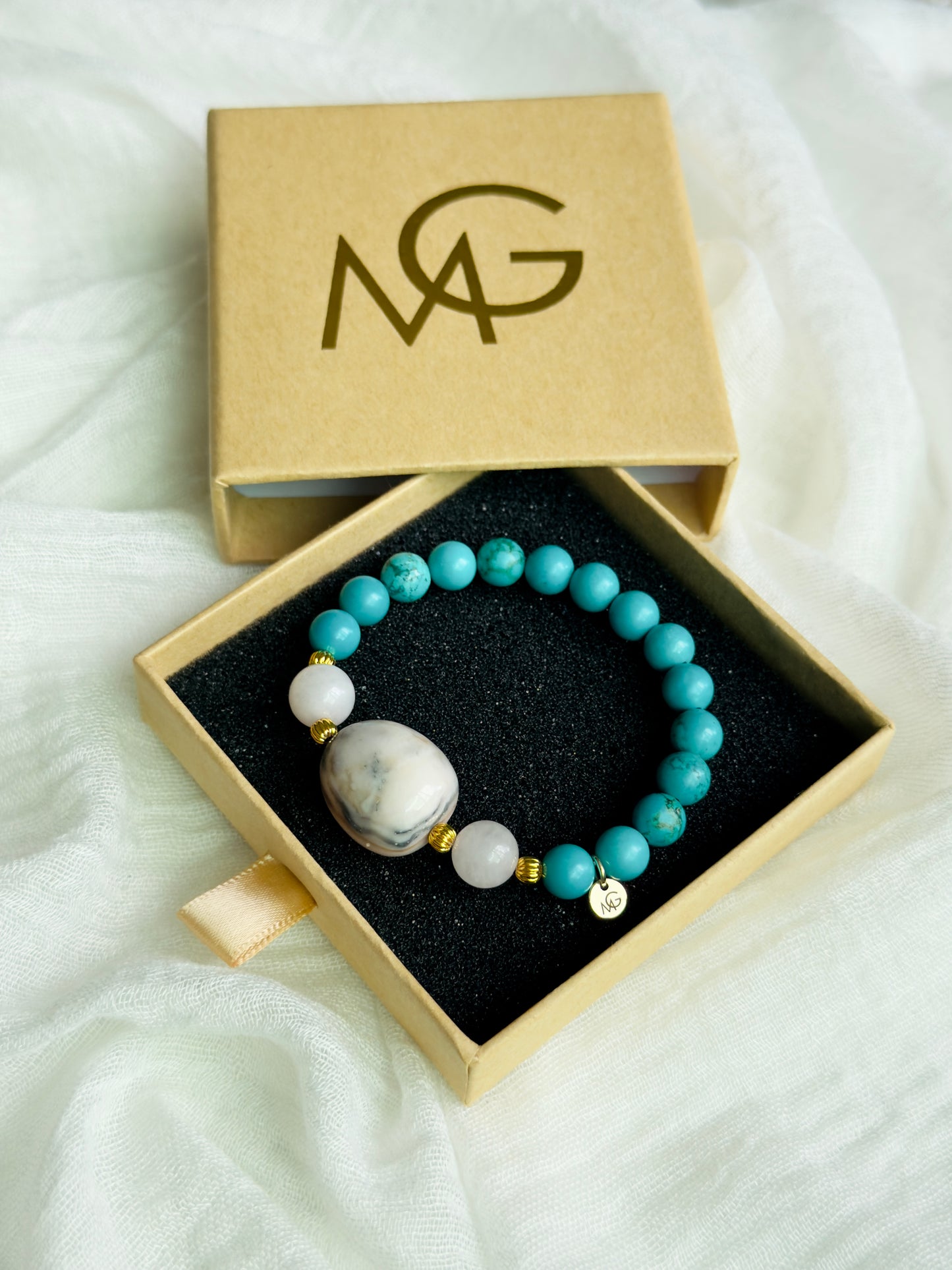 Turquoise - Rose Quartz - Pink Opal Bracelet