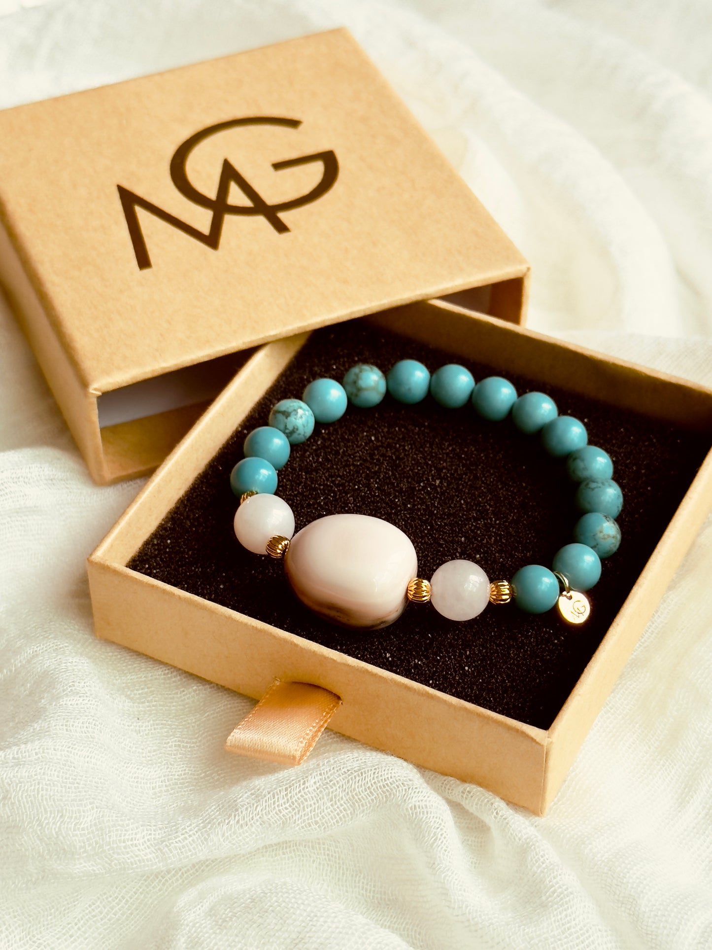 Turquoise - Rose Quartz - Pink Opal Bracelet