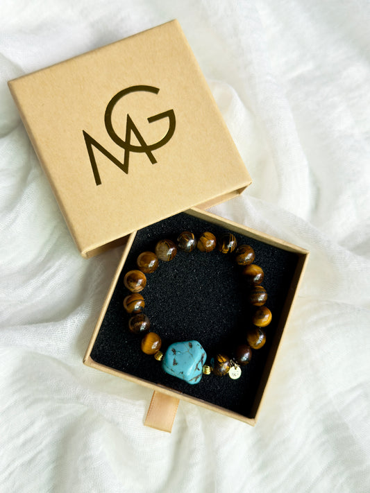 Tiger Eye - Raw Turquoise Bracelet