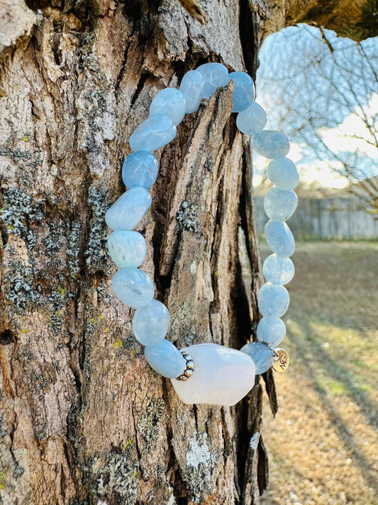 Raw Moonstone-Aquamarine Bracelet