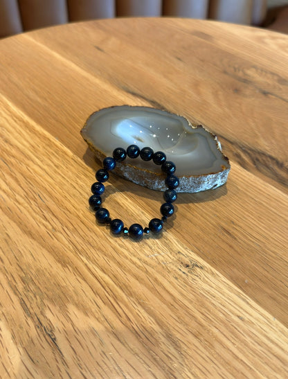Blue Tiger Eye Bracelet with Swarovski Spacers