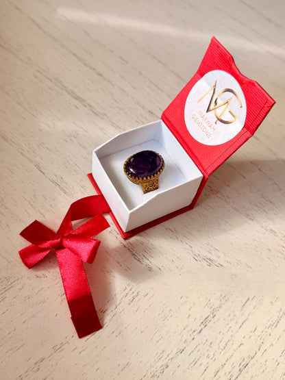 Amethyst Brass Ring