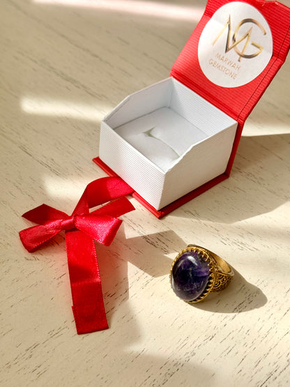 Amethyst Brass Ring