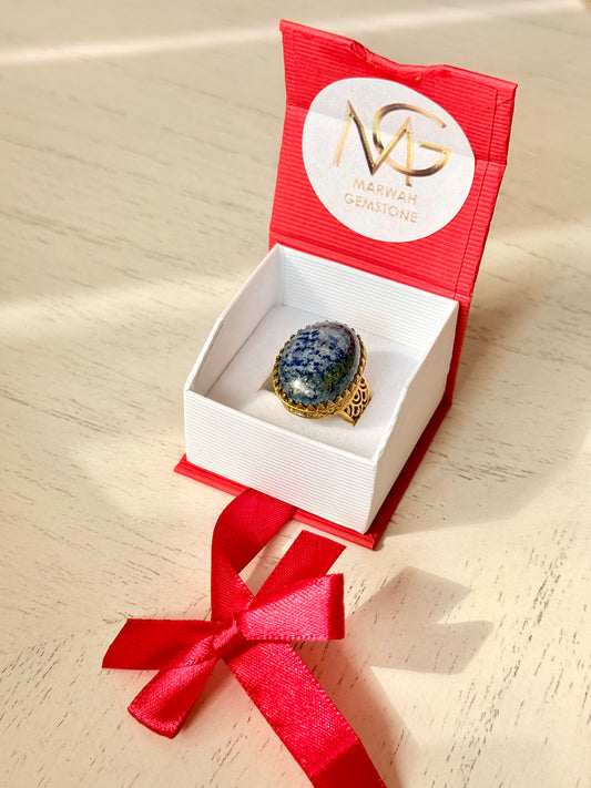 Lapis Lazuli Brass Ring
