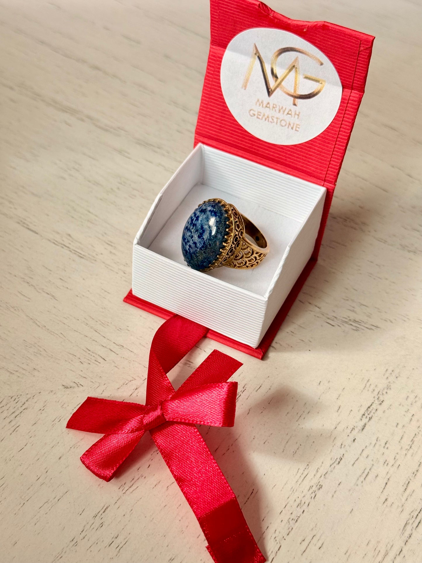 Lapis Lazuli Brass Ring