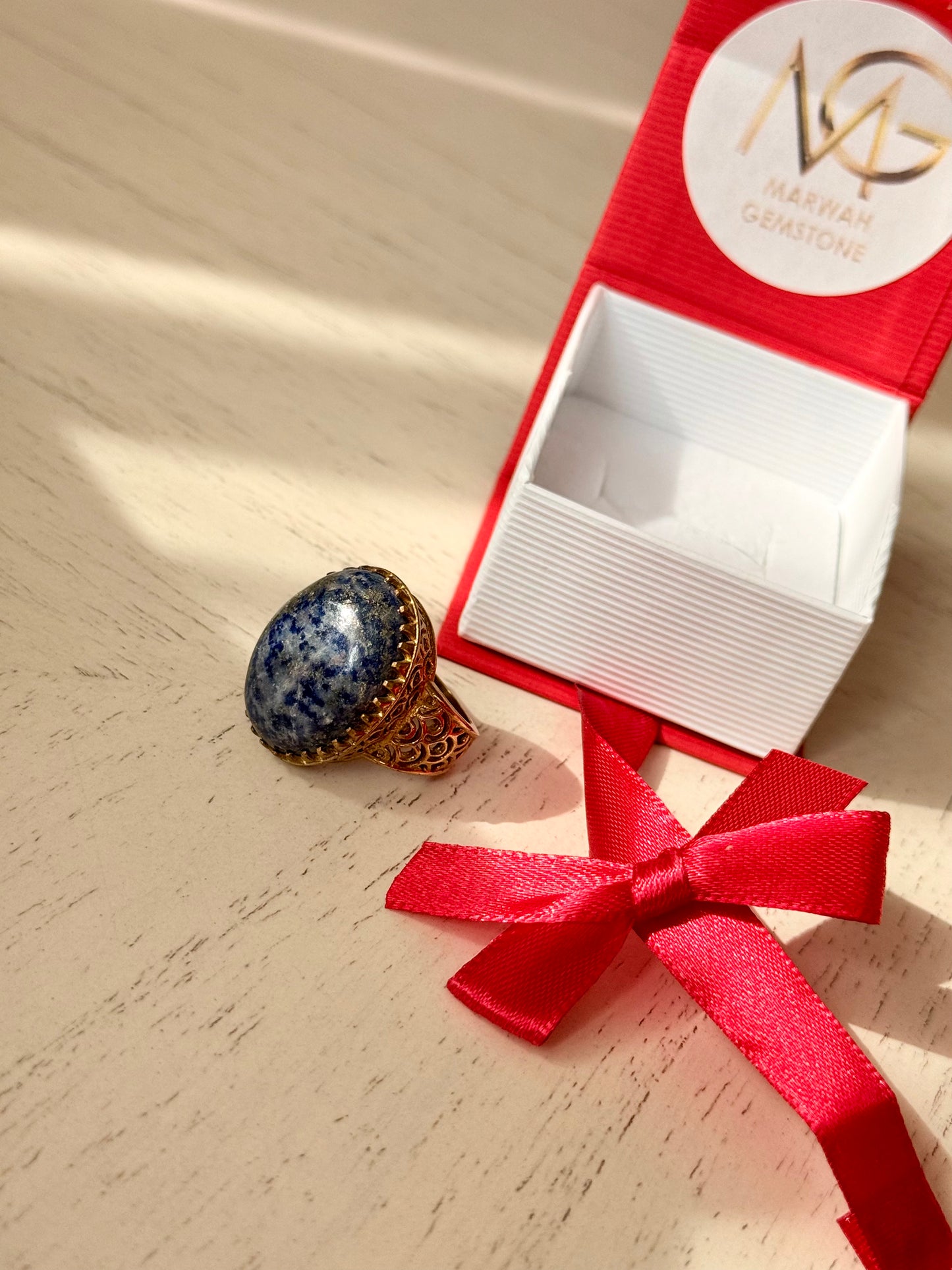 Lapis Lazuli Brass Ring