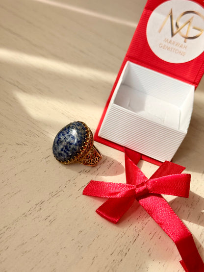 Lapis Lazuli Brass Ring