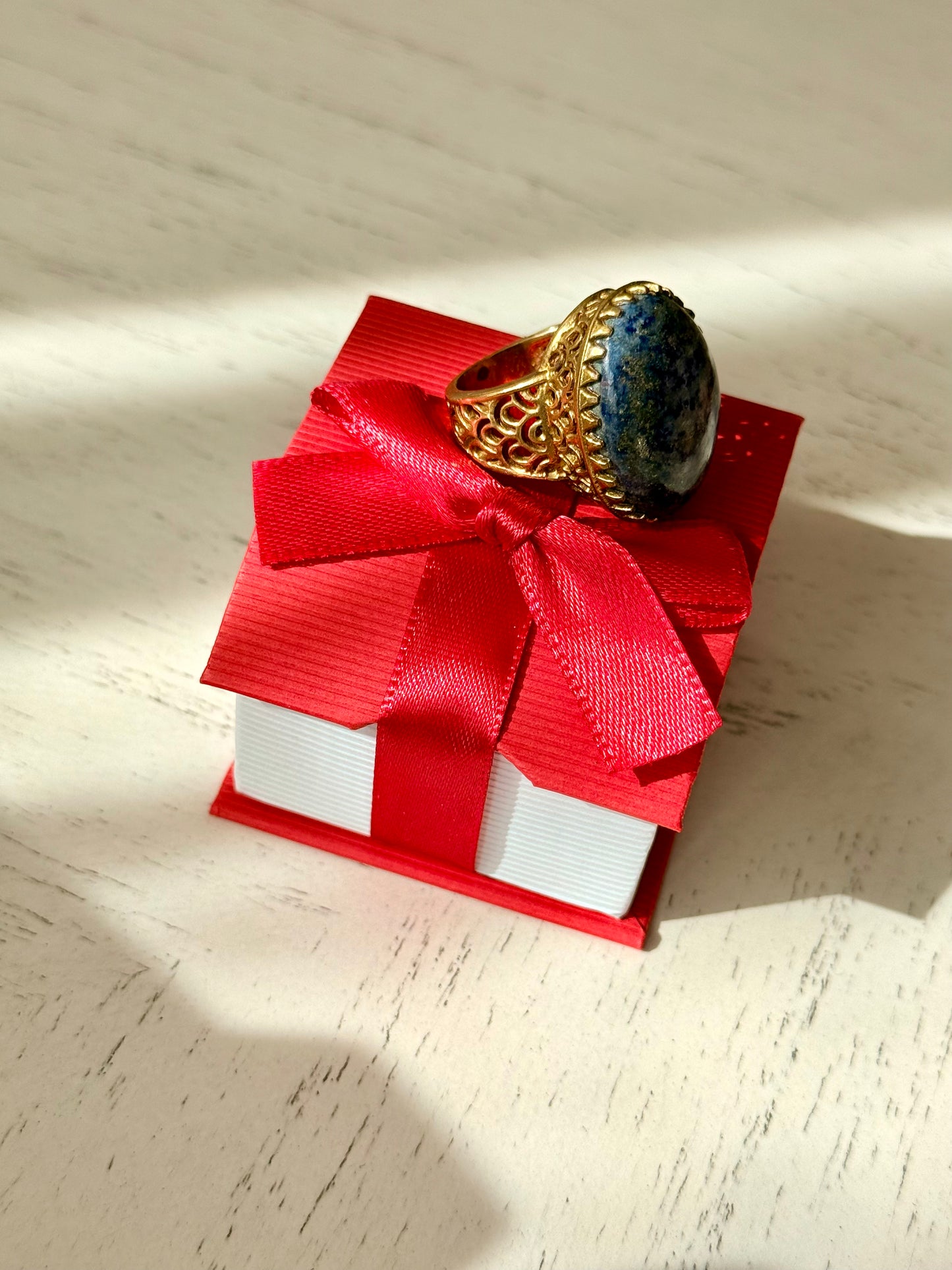 Lapis Lazuli Brass Ring