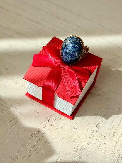 Lapis Lazuli Brass Ring
