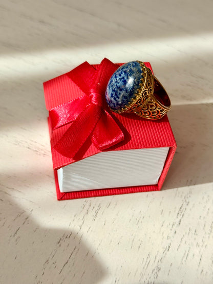 Lapis Lazuli Brass Ring