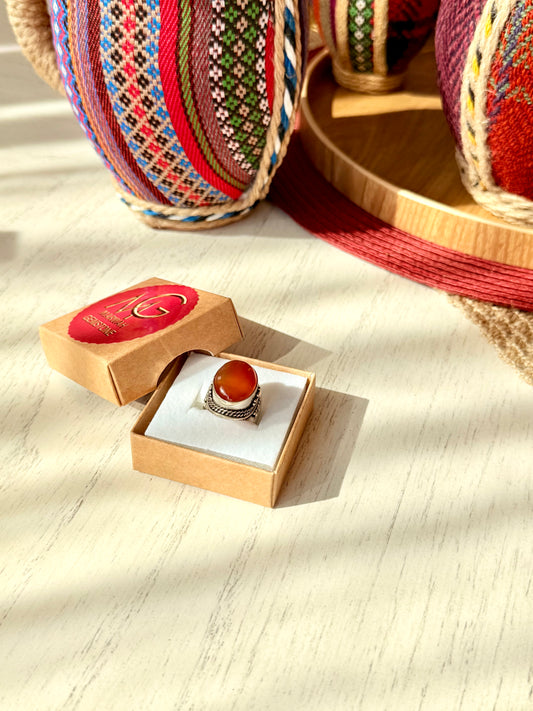 Red Agate Metal Ring