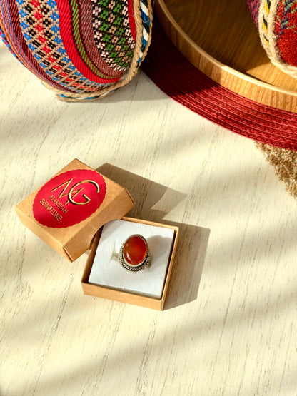 Red Agate Metal Ring