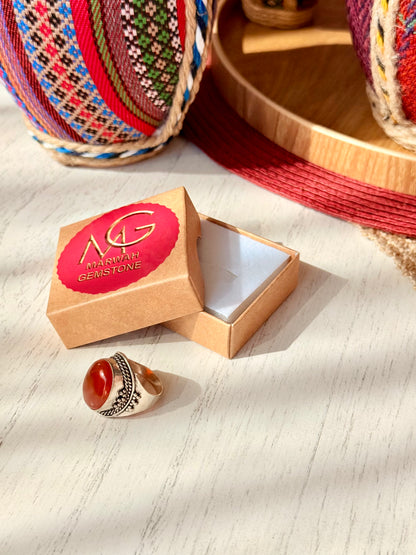 Red Agate Metal Ring