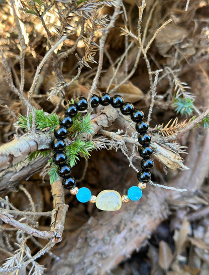 Black Agate-Turquoise-Citrine Bracelet