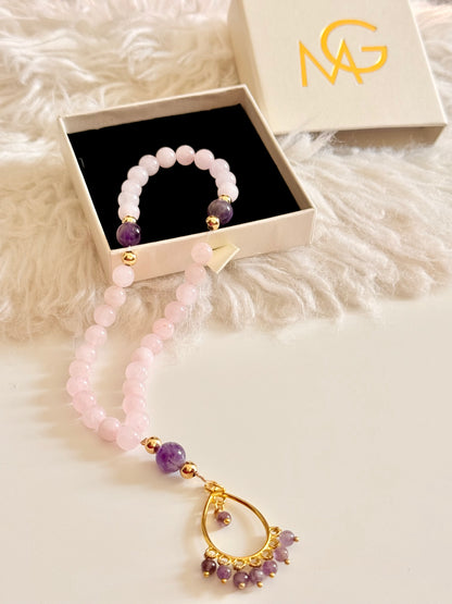 33-Bead Rose Quartz - Amethyst Misbaha