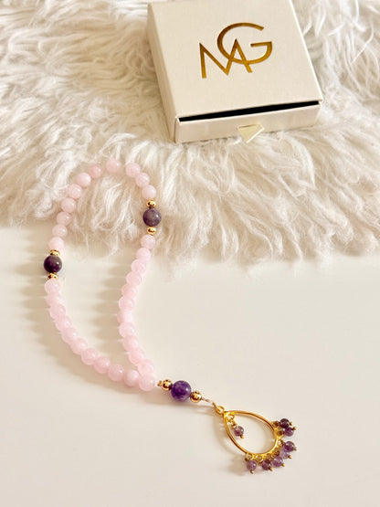 33-Bead Rose Quartz - Amethyst Misbaha