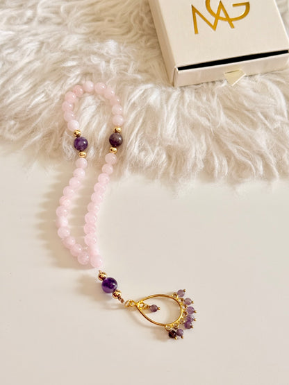 33-Bead Rose Quartz - Amethyst Misbaha
