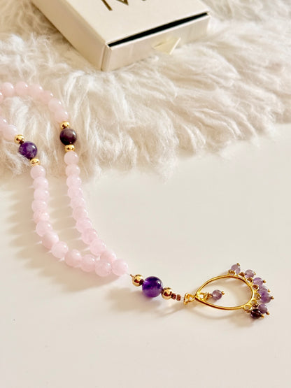 33-Bead Rose Quartz - Amethyst Misbaha