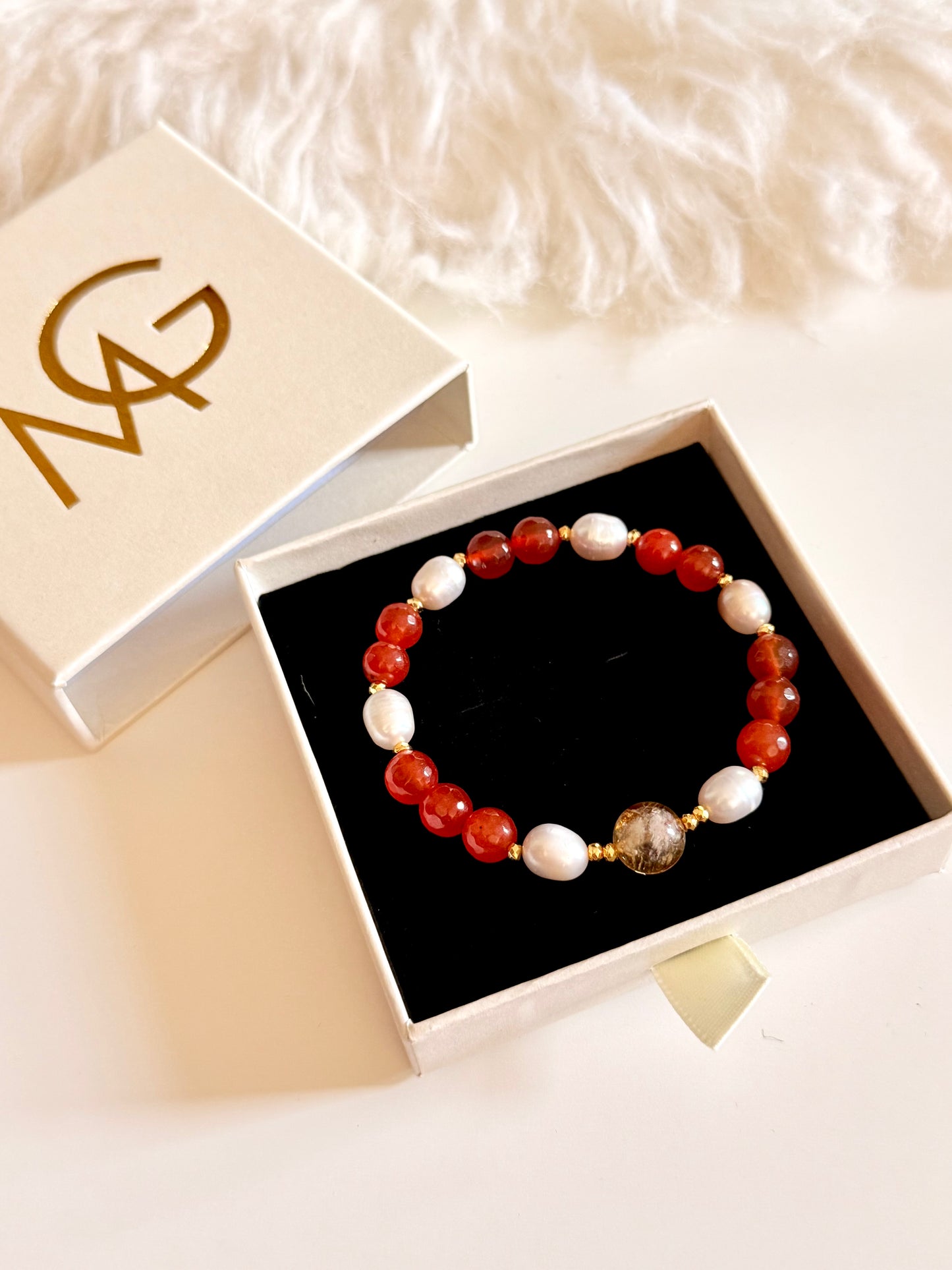 Natural Pearl - Carnelian - Citrine Bracelet
