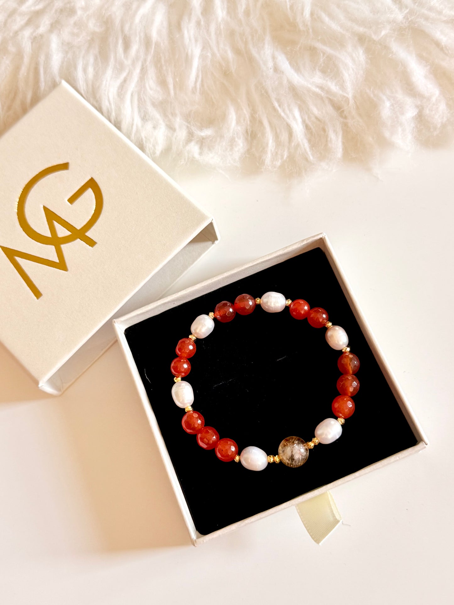 Natural Pearl - Carnelian - Citrine Bracelet