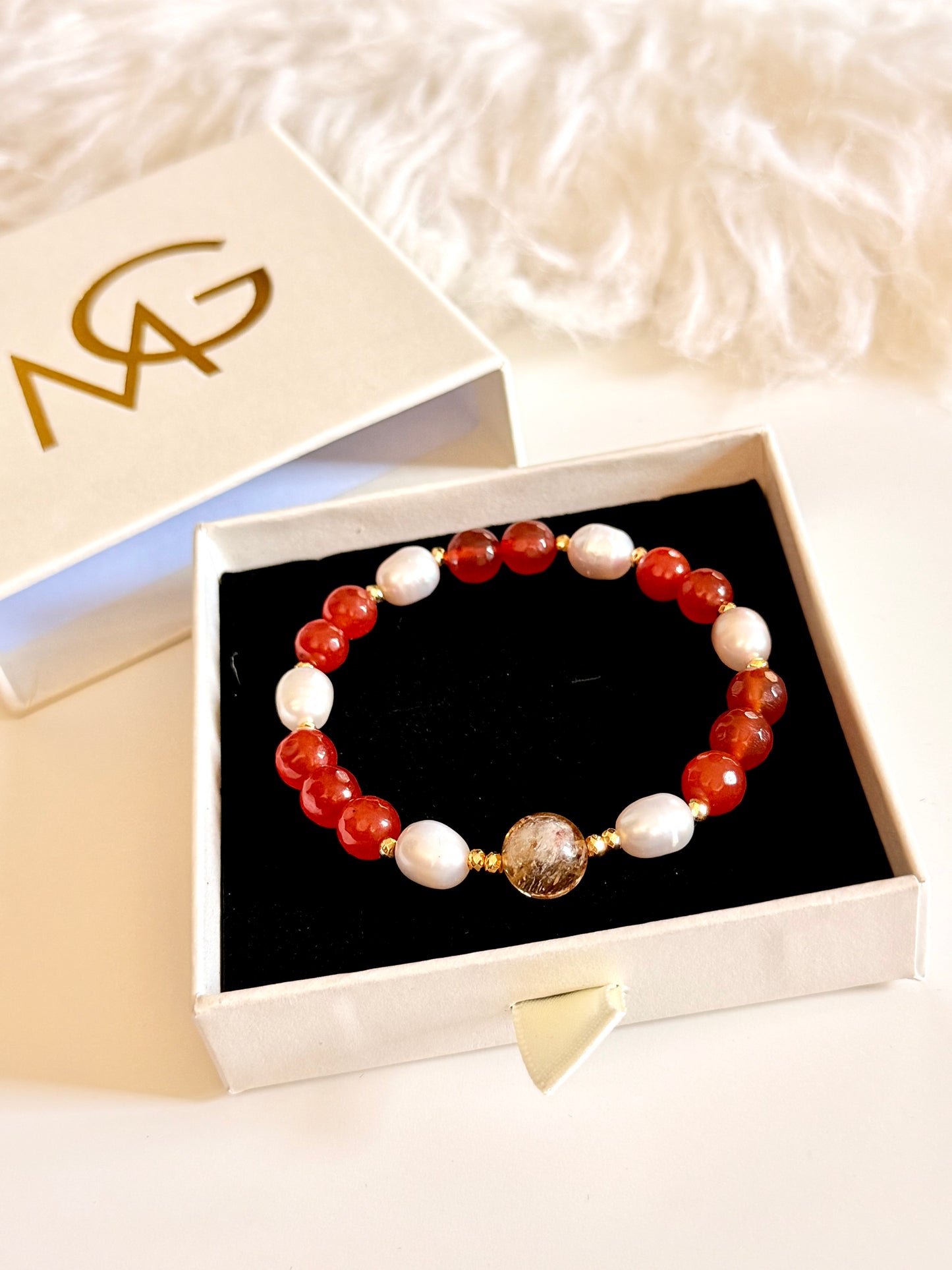 Natural Pearl - Carnelian - Citrine Bracelet