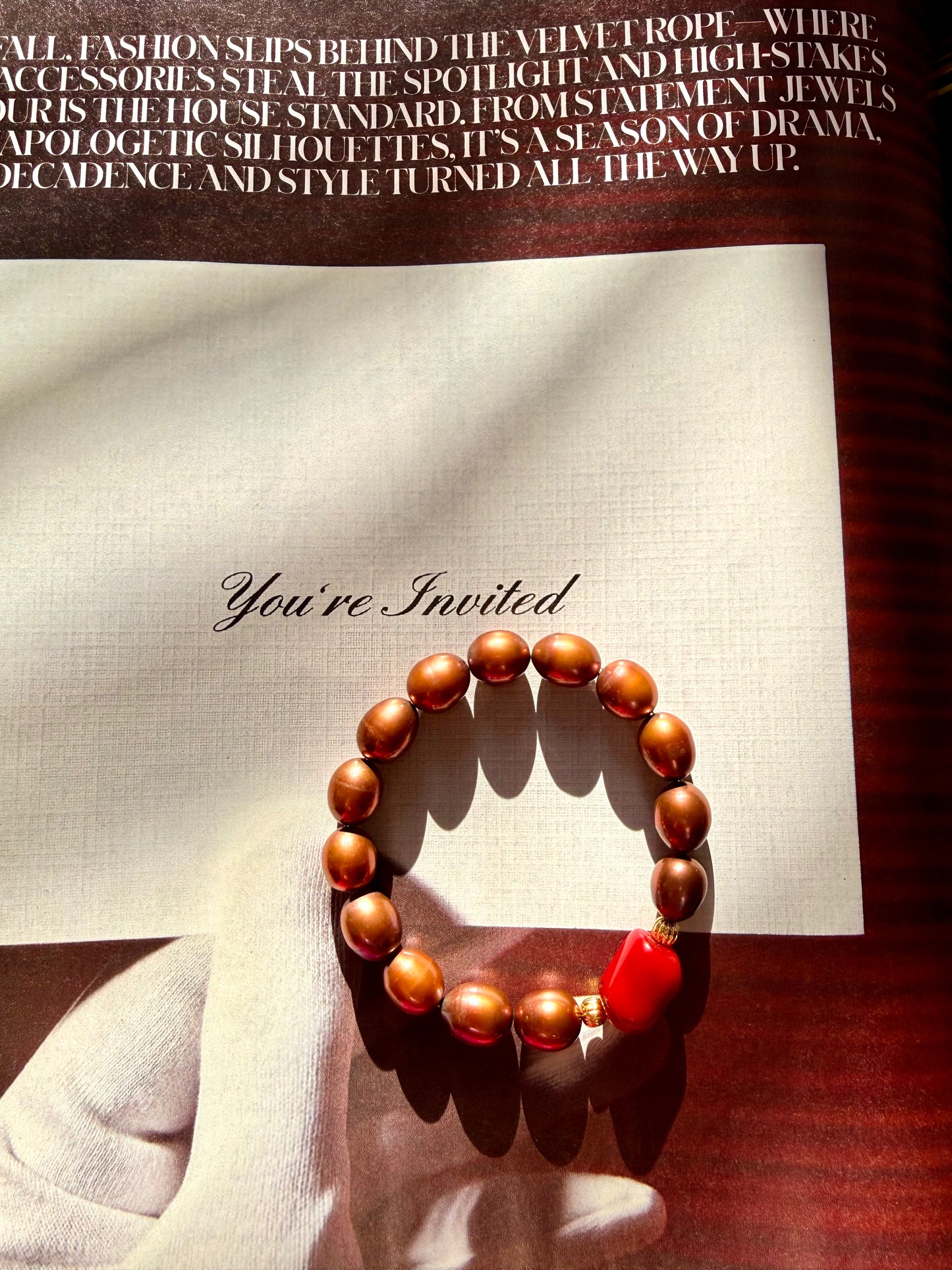 Natural Brown Pearl - Natural Coral Bracelet (SOLD OUT)