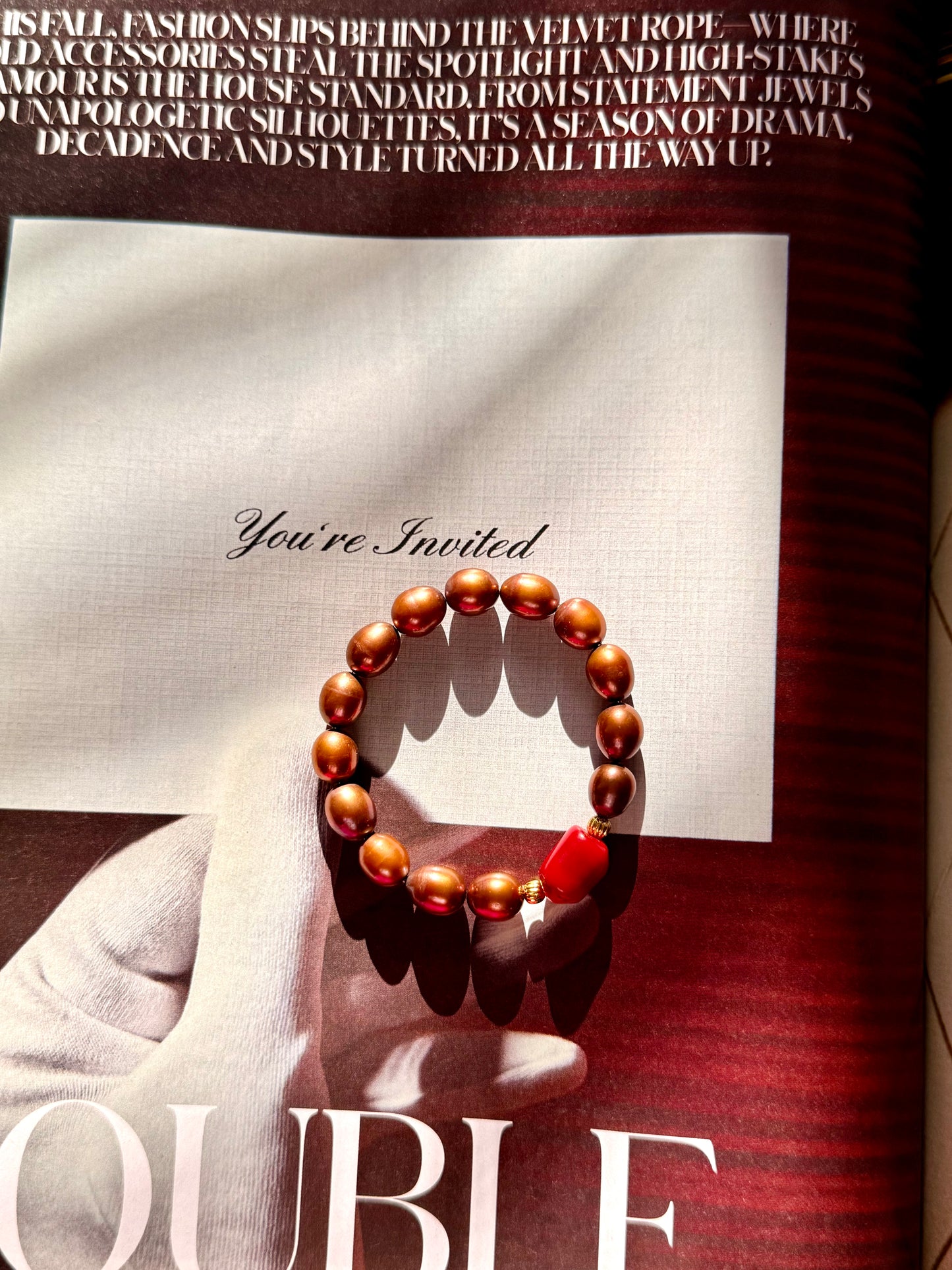 Natural Brown Pearl - Natural Coral Bracelet (SOLD OUT)