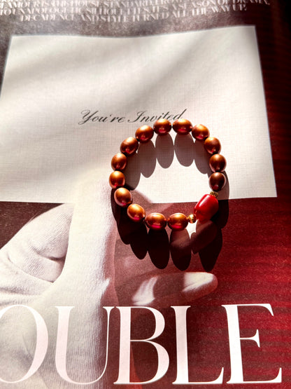 Natural Brown Pearl - Natural Coral Bracelet (SOLD OUT)