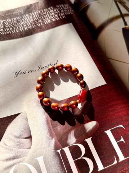 Natural Brown Pearl - Natural Coral Bracelet (SOLD OUT)