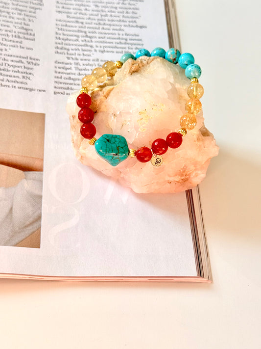 Turquoise - Carnelian - High Quality Citrine Bracelet