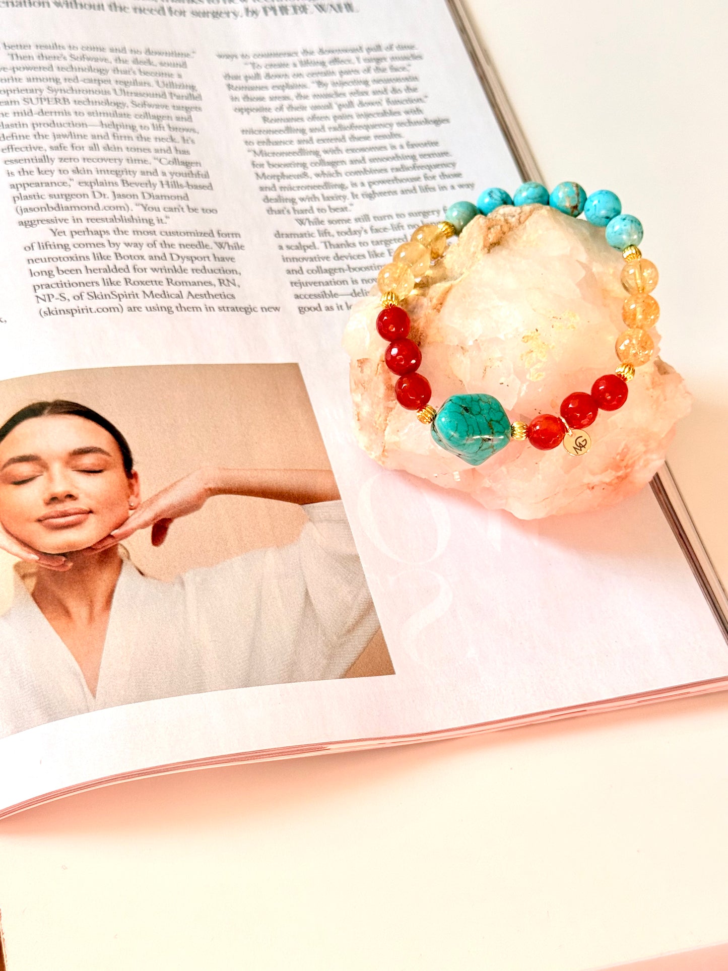 Turquoise - Carnelian - High Quality Citrine Bracelet