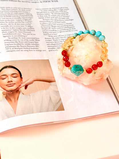 Turquoise - Carnelian - High Quality Citrine Bracelet