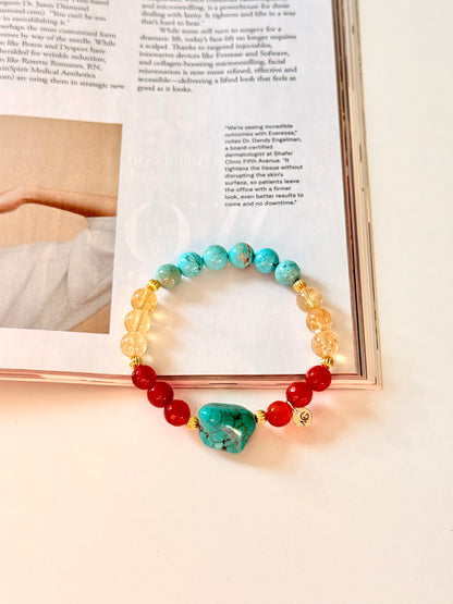 Turquoise - Carnelian - High Quality Citrine Bracelet