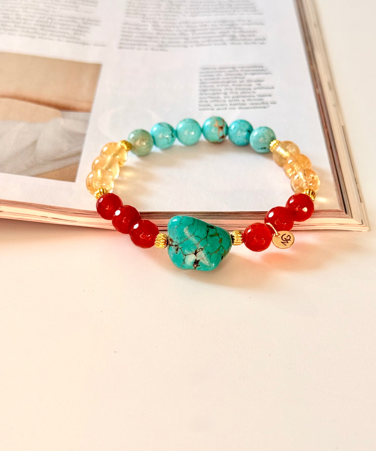 Turquoise - Carnelian - High Quality Citrine Bracelet