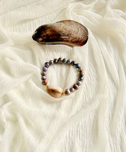 Natural Black Pearls - Pink Opal Bracelet