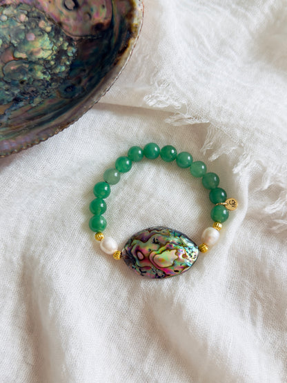Green Aventurine - Natural Pearl - Natural Shell Bracelet
