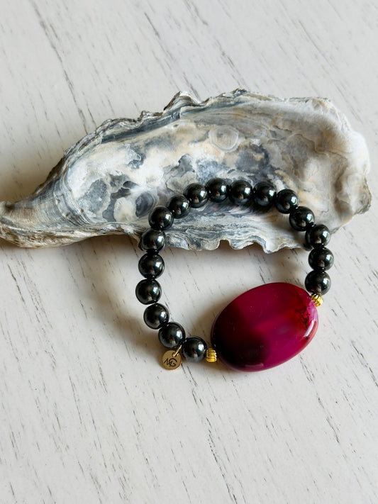 Hematite - Pink Agate Bracelet