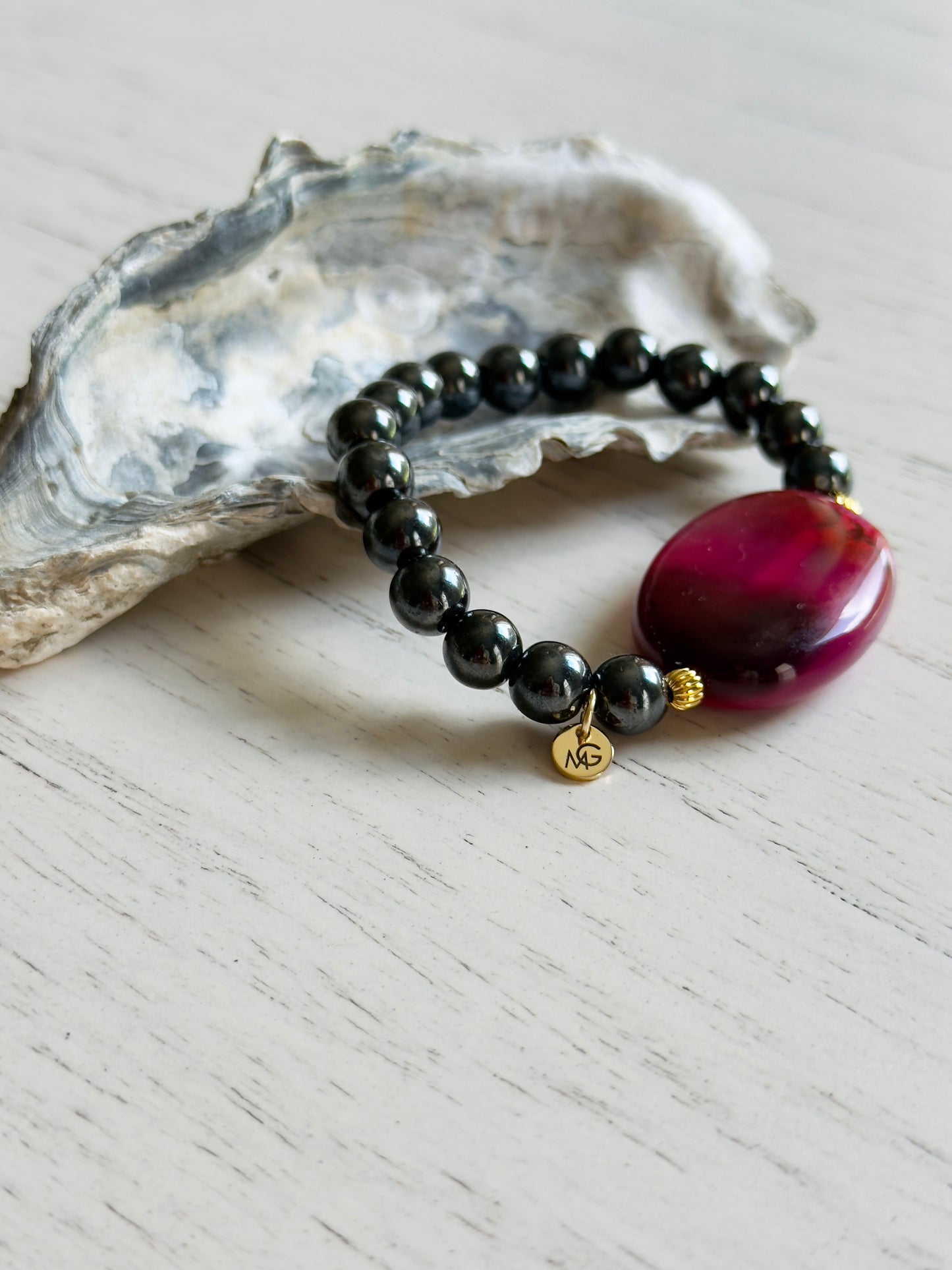 Hematite - Pink Agate Bracelet