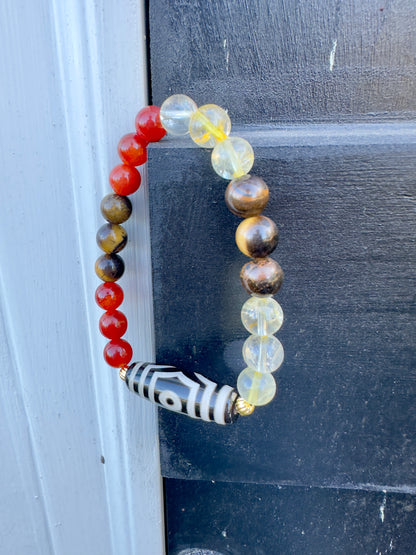 Citrine-Tiger Eye-Red Agate-Tibetan Agate Bracelet
