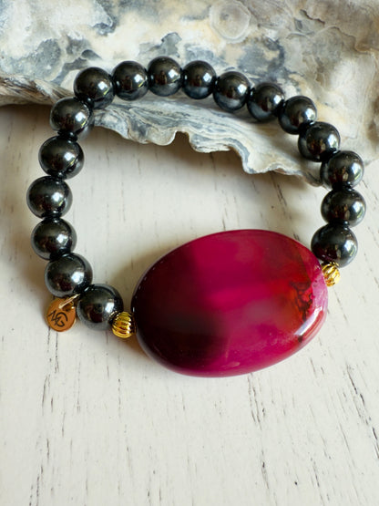 Hematite - Pink Agate Bracelet