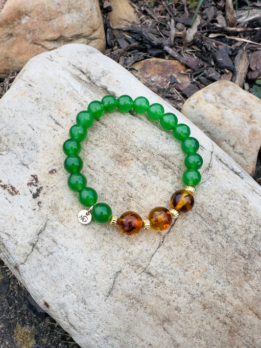 Green Jade-Amber Bracelet